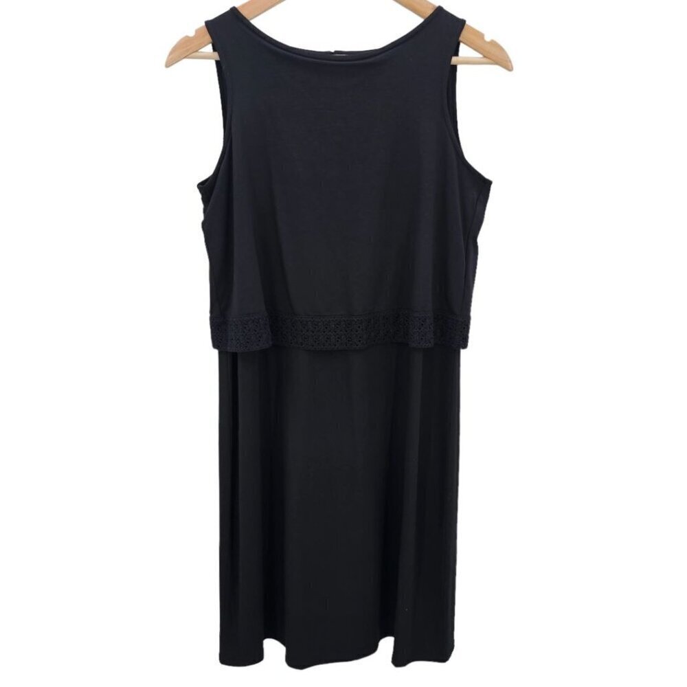 J. Jill Wearever Womens XS Black Sleeveless Crochet Trim Layered Tank Dress NWT - Picture 4 of 9